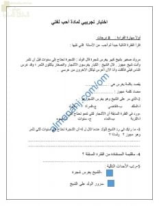 اختبار تجريبي نموذج أول (لغة عربية) الثاني