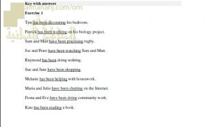إجابة الاختبار القصير في PRESENT PERFECT CONTINUOUS نموذج أول (لغة انجليزية) تعليم ما بعد الأساسي
