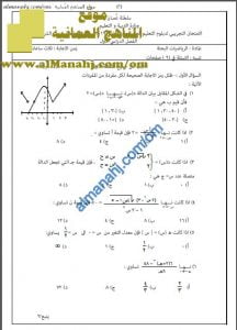 أسئلة الامتحان التجريبي في محافظة جنوب الشرقية (رياضيات بحتة) الثاني عشر
