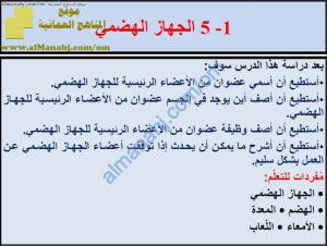 ملخص شرح درس الجهاز الهضمي مع حل الأنشطة (علوم) السادس