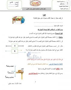 ملخص وأوراق عمل درس القوة, (فيزياء) التاسع المتقدم