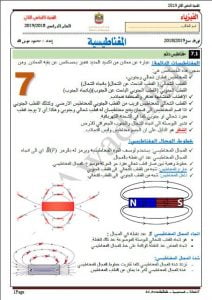 أوراق عمل في المغناطيسية وشرحها, (فيزياء) الثاني عشر العام