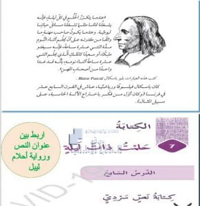 حل درس الكتابة (حلمت ذات ليلة), (لغة عربية) السادس