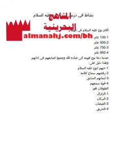 نشاط في درس سيدنا نوح عليه السلام (تربية اسلامية) الثالث