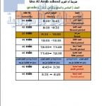 التوقيت الزمني لحصص التعليم بنوعيه (عن بعد وداخل المدرسة) للصفوف السادس والسابع والثامن, (المدارس) الحلقة الثانية