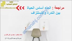 مذكرة أسئلة اختبارية امتحانية في درس الماء أساس الحياة بين الندرة والاستنزاف (هذا وطني) الثاني عشر