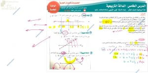 مذكرة تدريبات وتمارين في درس الدالة التربيعية مع الإجابة (رياضيات) العاشر