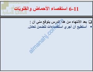 ملخص شرح درس استقصاء الأحماض والقلويات مع حل الأنشطة (علوم) السابع