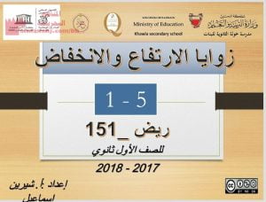 عرض بوربوينت لدرس زوايا الارتفاع والانخفاض