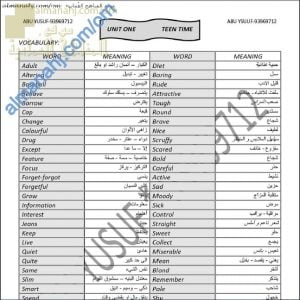 كراسة شرح شاملة للوحدة الأولى (مفردات، وقواعد، وإنصات، وكتابة) THEME 1 (TEEN TIME) (لغة انجليزية) التاسع